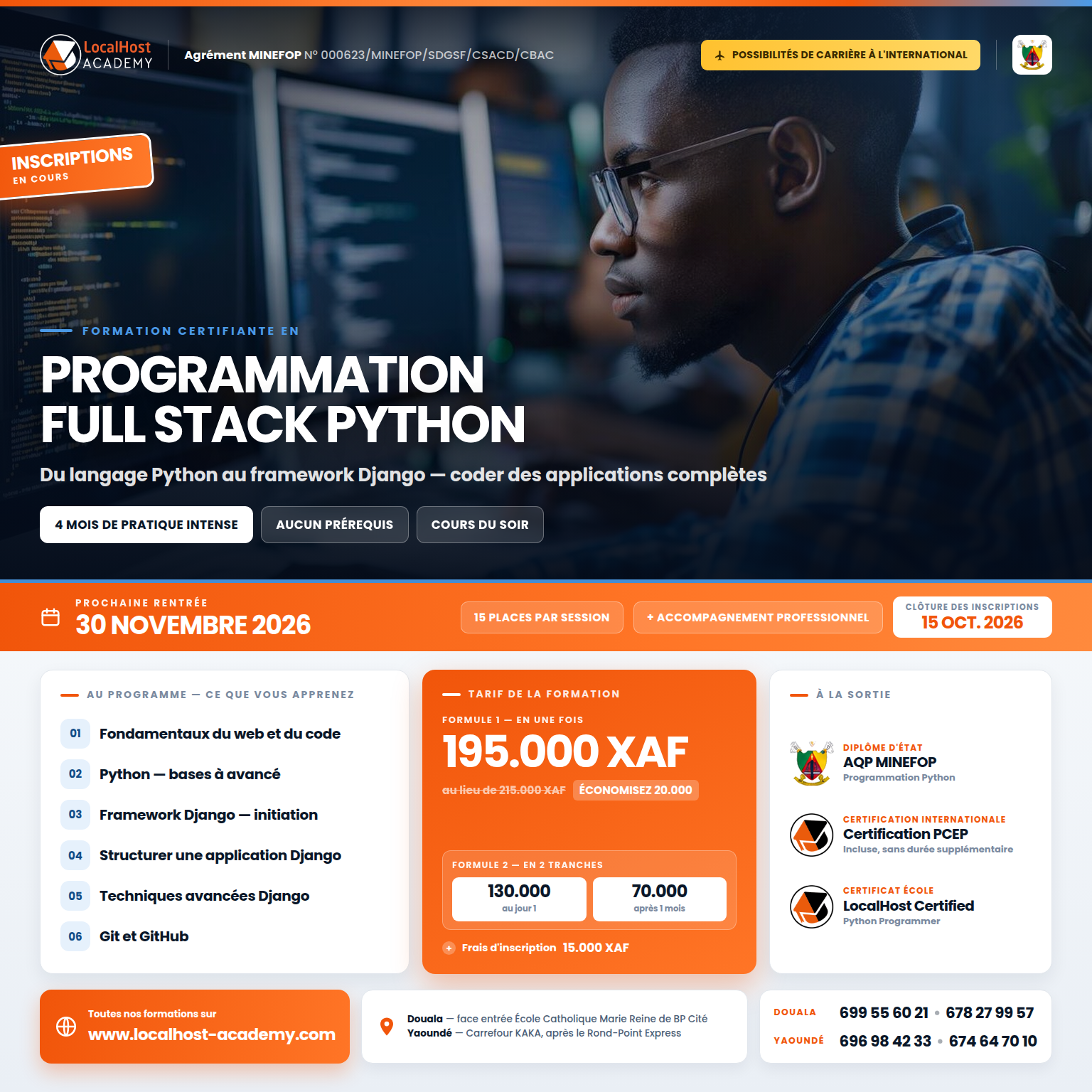 Flyer formation Programmation Full Stack Python