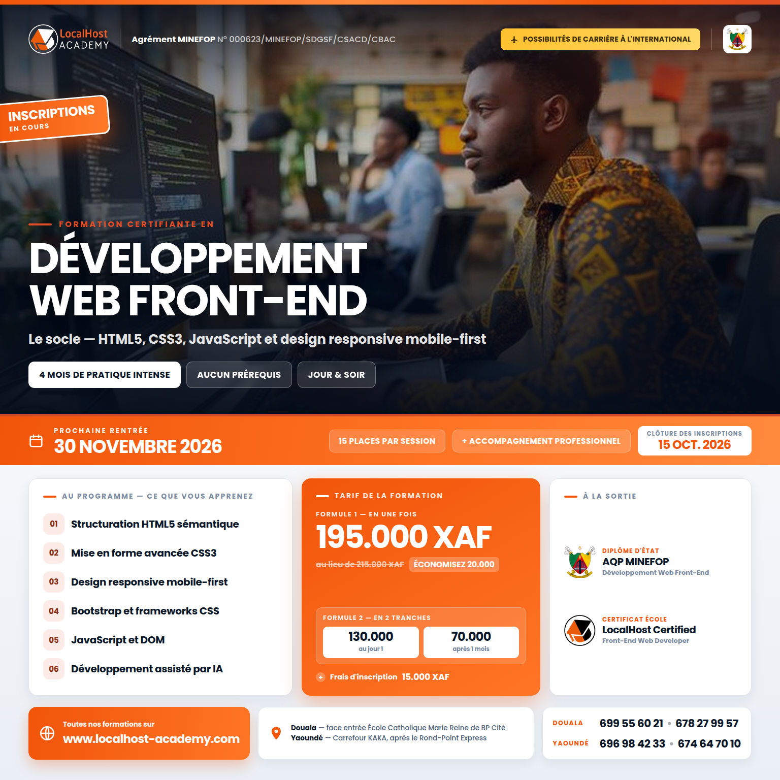Flyer formation Développement Web Front-End