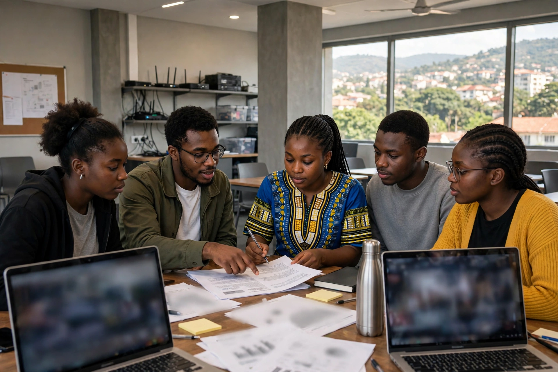 Apprenants en cybersécurité au Cameroun analysant les résultats d'un test d'intrusion et préparant leur rapport, formation PenTest+ à Yaoundé