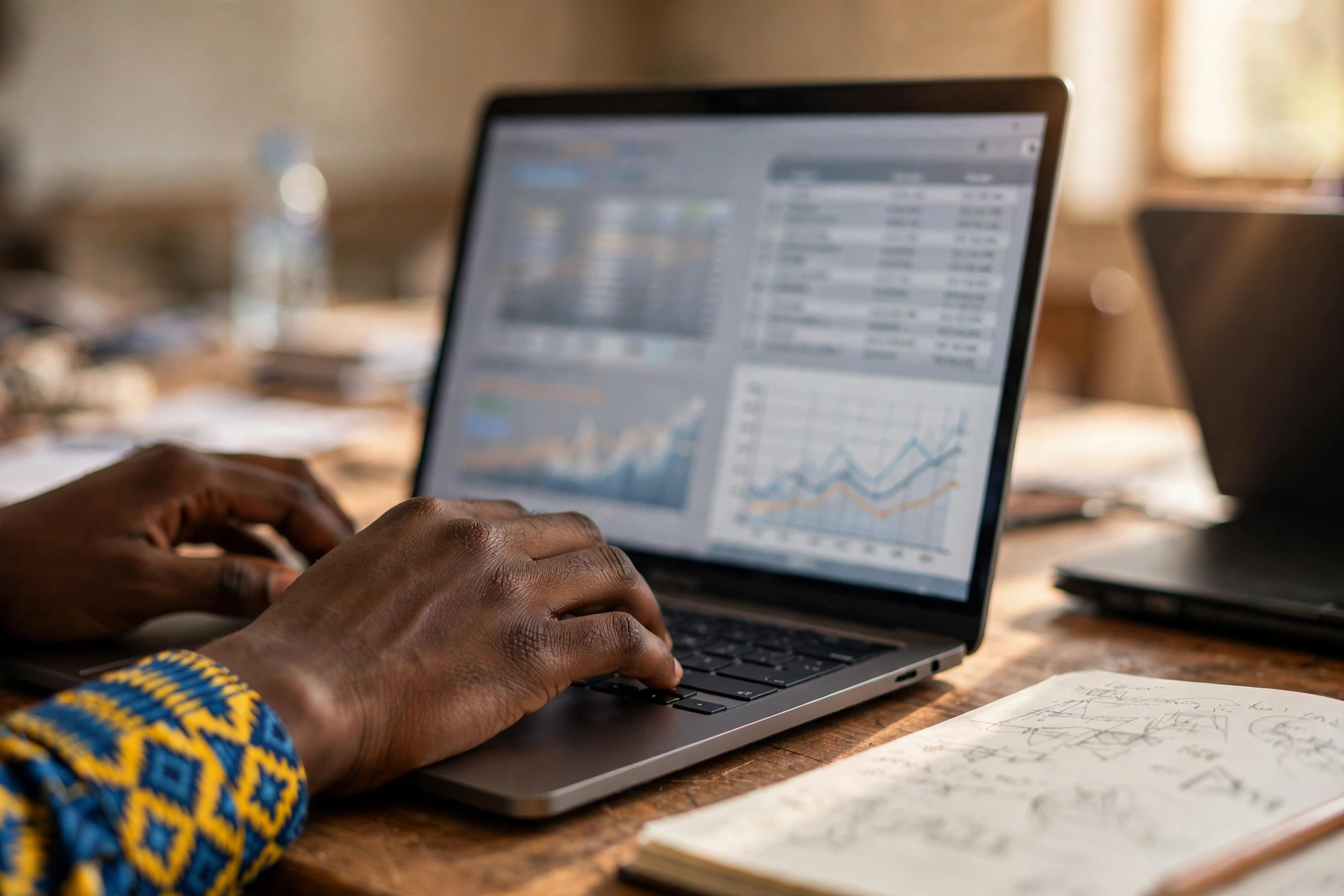 Apprenant travaillant en Python sur des données pour un modèle prédictif au Cameroun