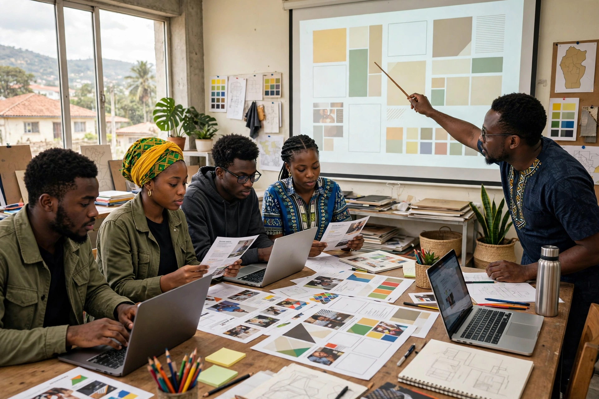 Étudiants en infographie en atelier pratique au Cameroun