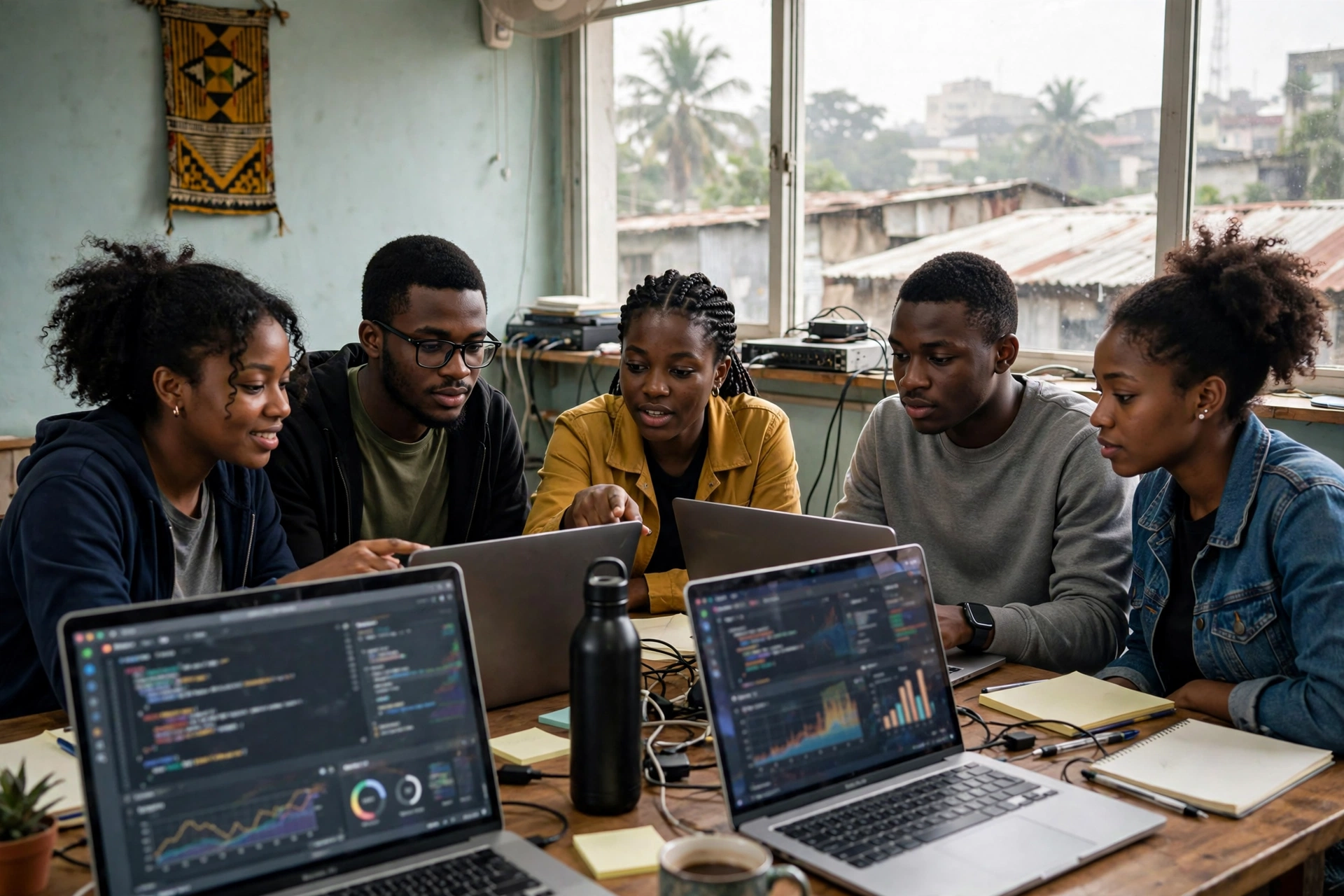 Étudiants camerounais déployant une application conteneurisée en travaux pratiques DevOps