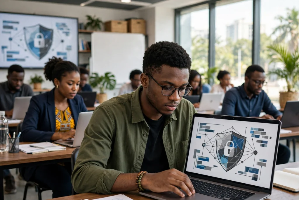 Apprenants camerounais en formation de sécurité des applications web à Douala